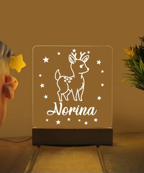 Őzike névre szóló gyerek éjjeli led lámpa