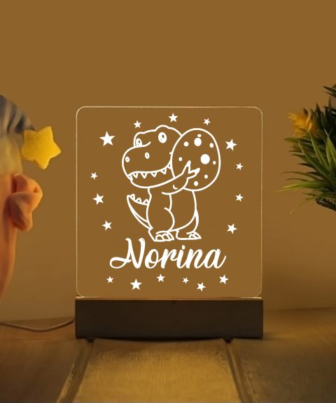 Dínó 2 névre szóló gyerek éjjeli led lámpa