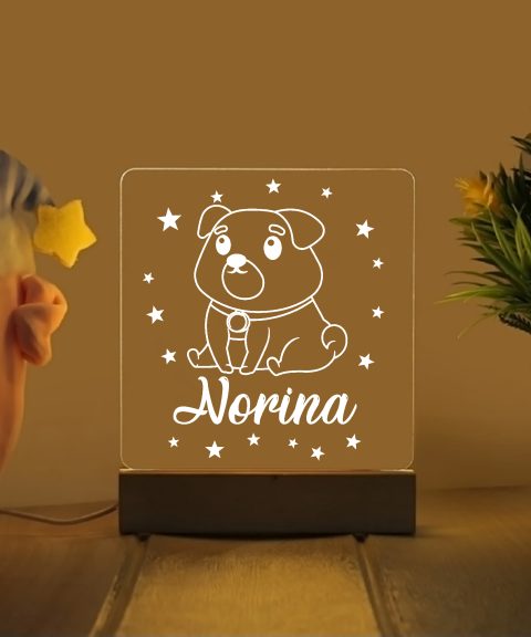 Mopsz névre szóló gyerek éjjeli led lámpa