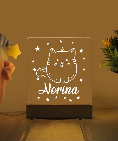 Dundi cica névre szóló gyerek éjjeli led lámpa