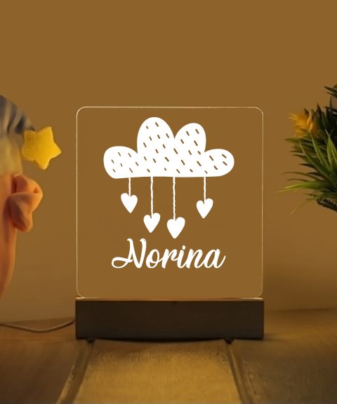 Felhő szívekkel névre szóló gyerek éjjeli led lámpa