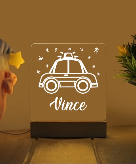 Rendőrautó névre szóló gyerek éjjeli led lámpa