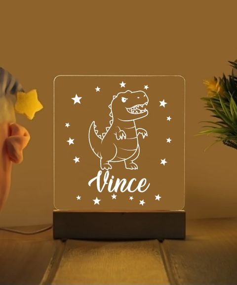 Dínó 5 névre szóló gyerek éjjeli led lámpa
