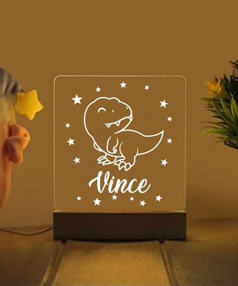 Dínó 7 névre szóló gyerek éjjeli led lámpa
