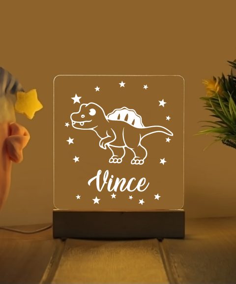 Dínó 10 névre szóló gyerek éjjeli led lámpa