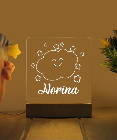 Mosolygó felhő 1 névre szóló gyerek éjjeli led lámpa