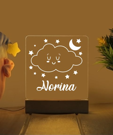 Mosolygó felhő 4 névre szóló gyerek éjjeli led lámpa