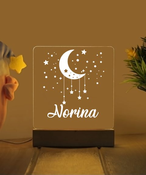 Félhold névre szóló gyerek éjjeli led lámpa