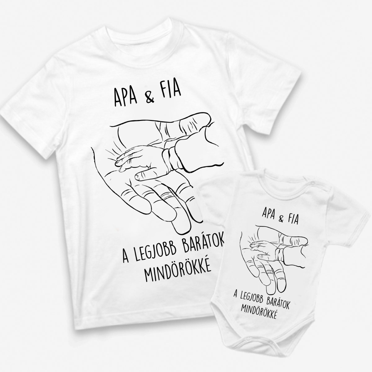 Apa és fia a legjobb barátok mindörökké, kéz a kézben apa-fia páros felső