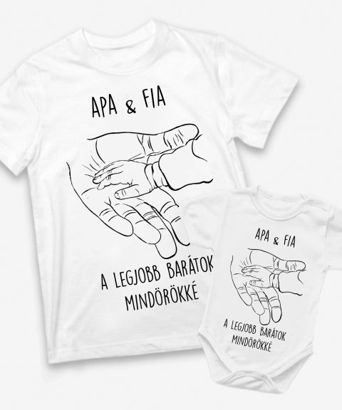Apa és fia a legjobb barátok mindörökké, kéz a kézben apa-fia páros felső