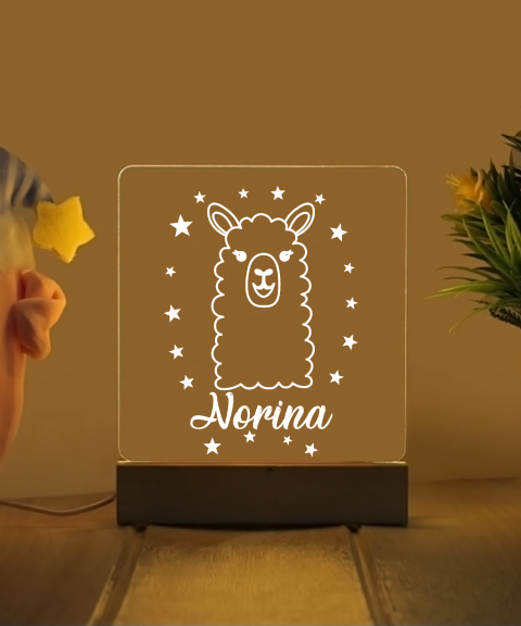 Alpakás névre szóló gyerek éjjeli led lámpa
