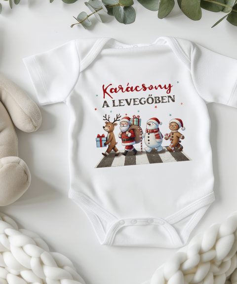 Karácsony a levegőben gyerek body, Télapó és barátai a zebrán