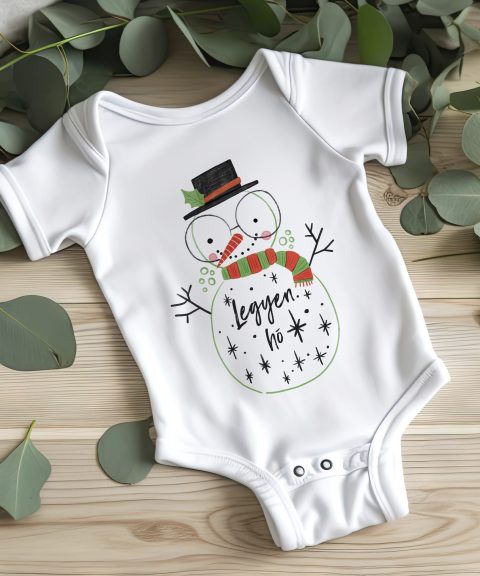 Legyen hó gyerek body, cuki szemüveges hóemberrel