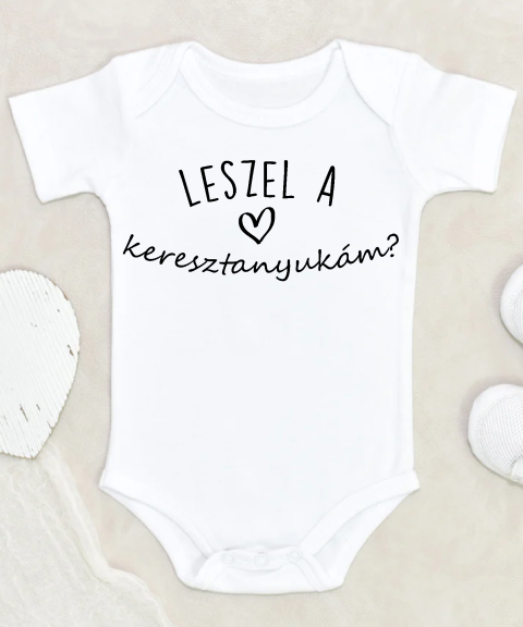Leszel a keresztanyukám? szivecskével gyerek body