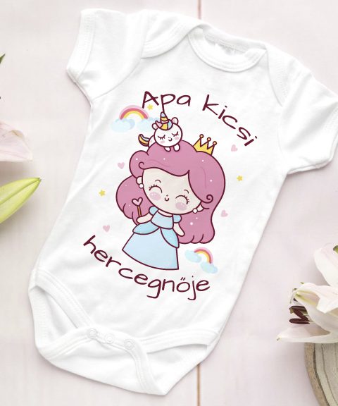 Apa kicsi hercegnője, hercegnővel és unikornissal gyerek body