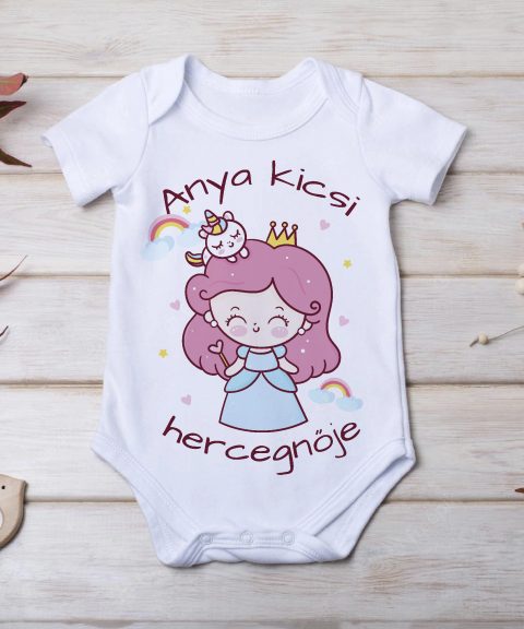 Anya kicsi hercegnője, hercegnővel és unikornissal gyerek body