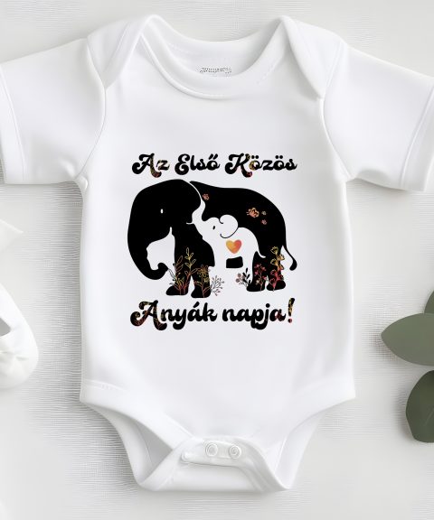 Az első közös anyák napja, elefántokkal gyerek body