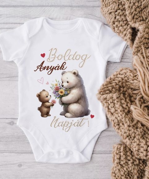 Boldog Anyák napját cuki macikkal gyerek body