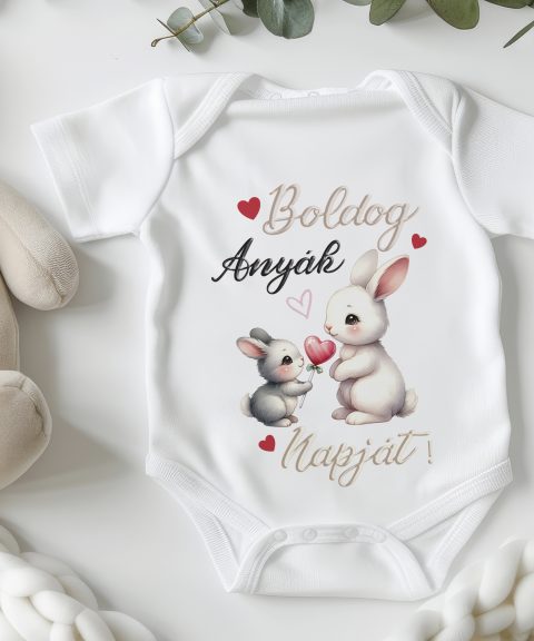 Boldog Anyák napját cuki nyuszikkal gyerek body