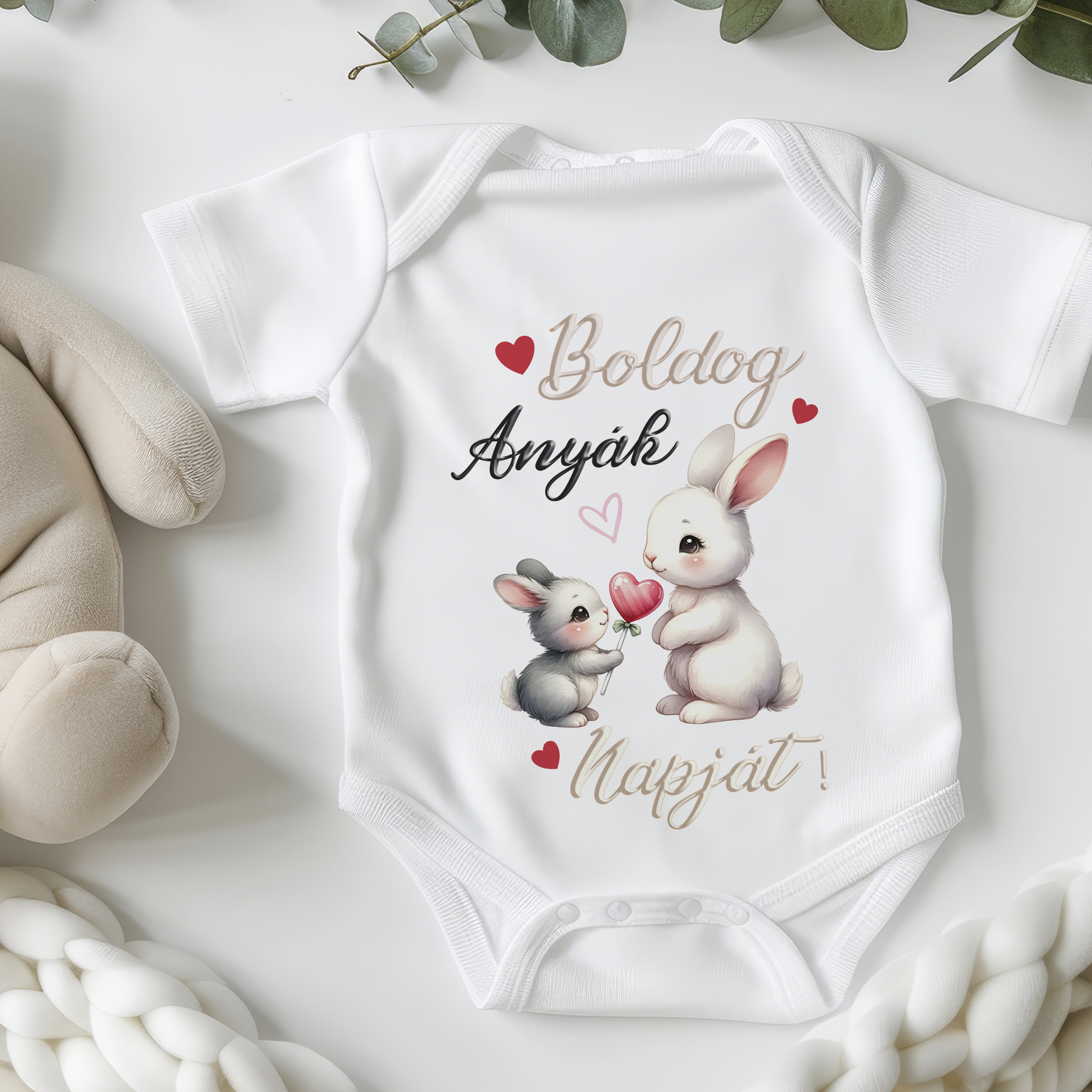 Boldog Anyák napját cuki nyuszikkal gyerek body