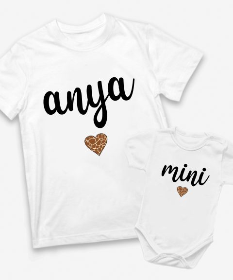 Anya, Mini, zsiráfmintás szívvel, Anya-lánya páros felső