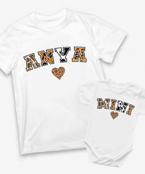 Anya, Mini, állatmintás szöveggel, Anya-lánya páros felső