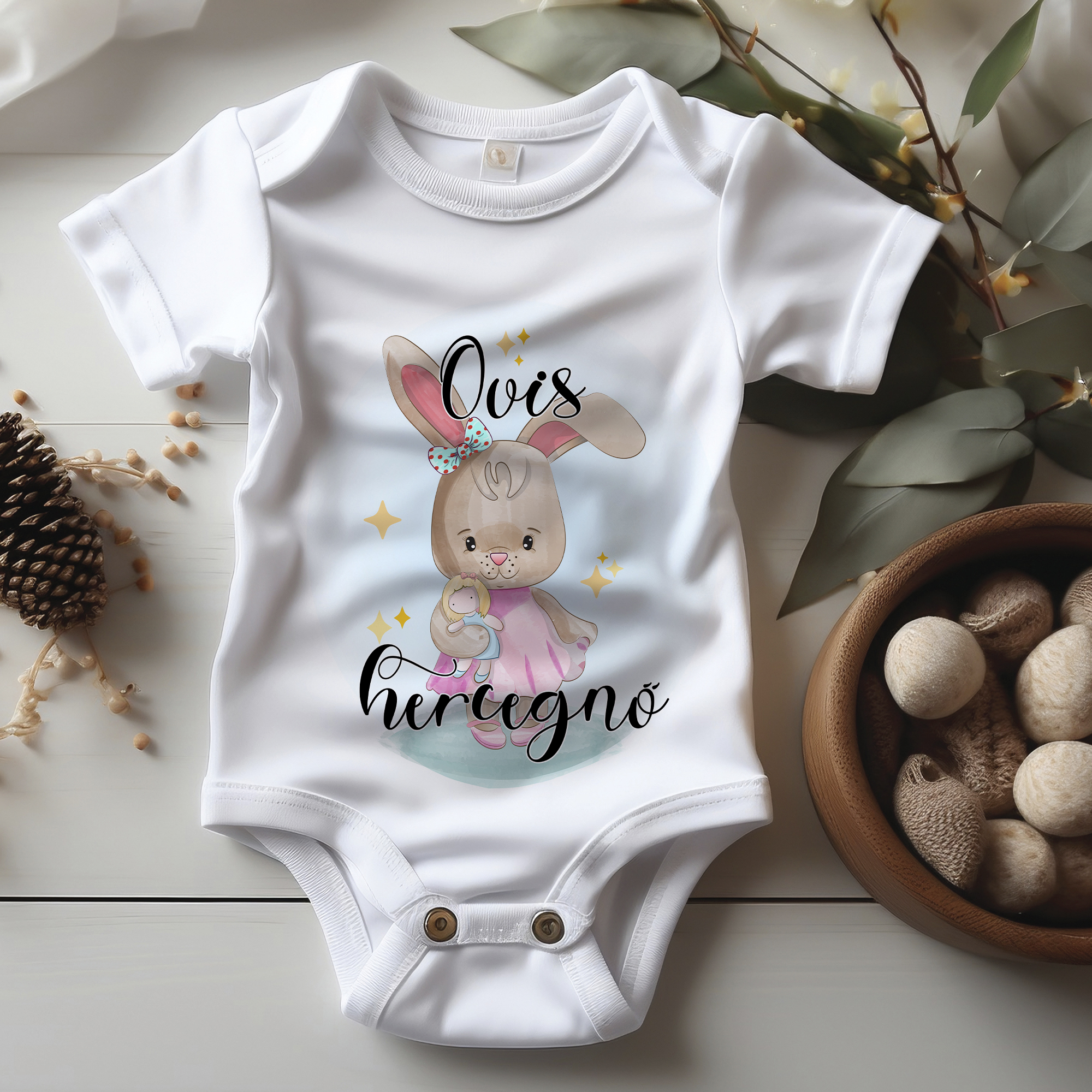 Ovis hercegnő, kisnyuszival gyerek body