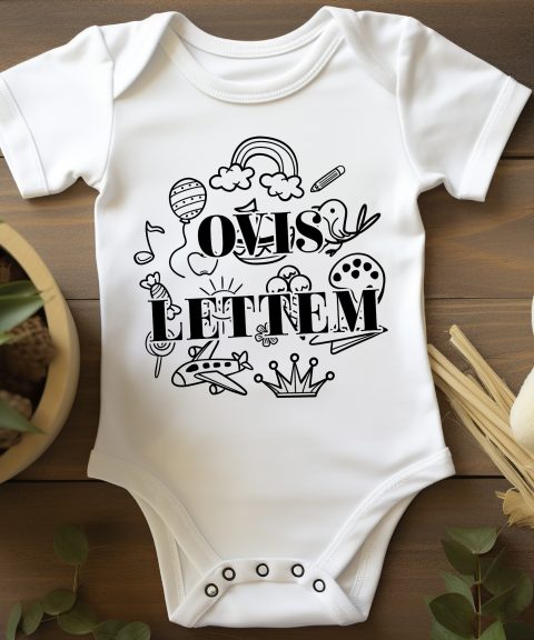 Ovis lettem, rajzolt mintákkal gyerek body