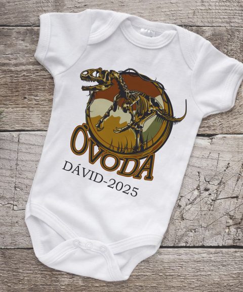 Óvodás dínós gyerek body, névvel, évszámmal