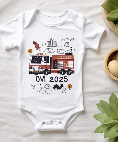 Tűzoltós ovis gyerek body, évszámmal