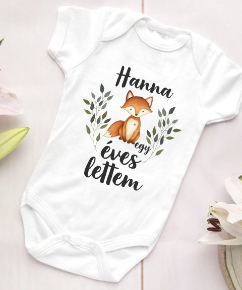Egy éves lettem, rókás gyerek body, névvel