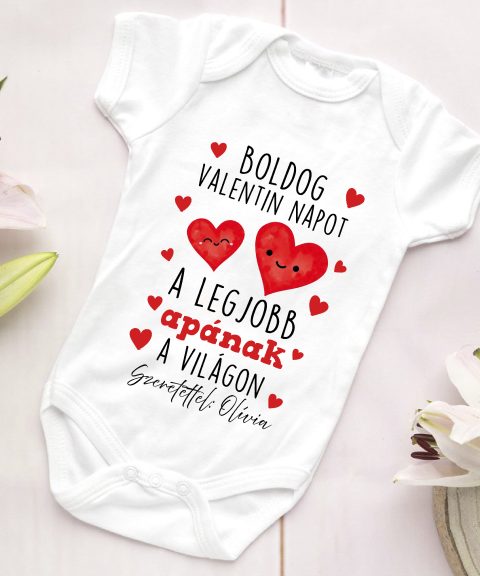 Boldog valentin napot a legjobb apának a világon gyerek body, névvel