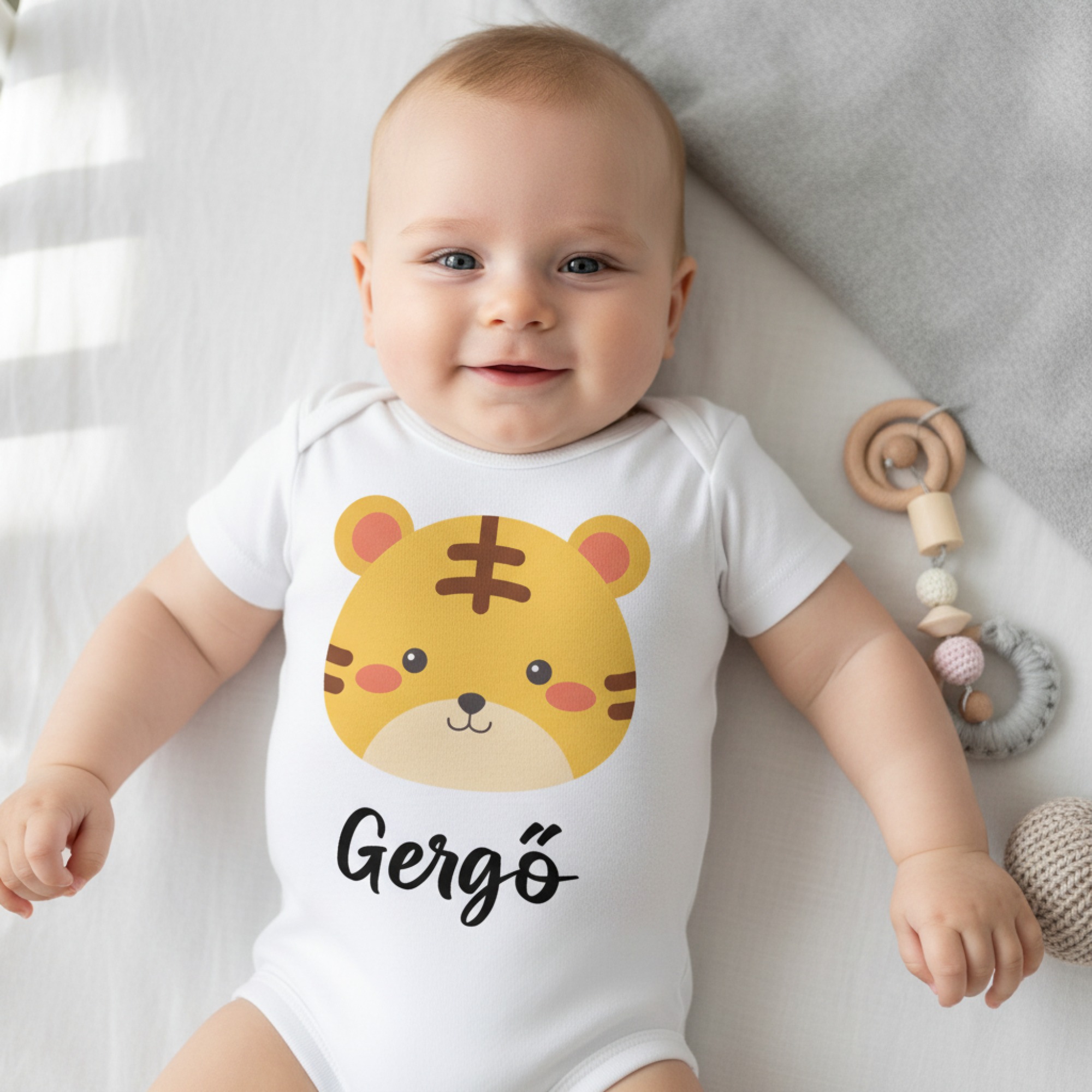 Tigrises gyerek body saját névvel