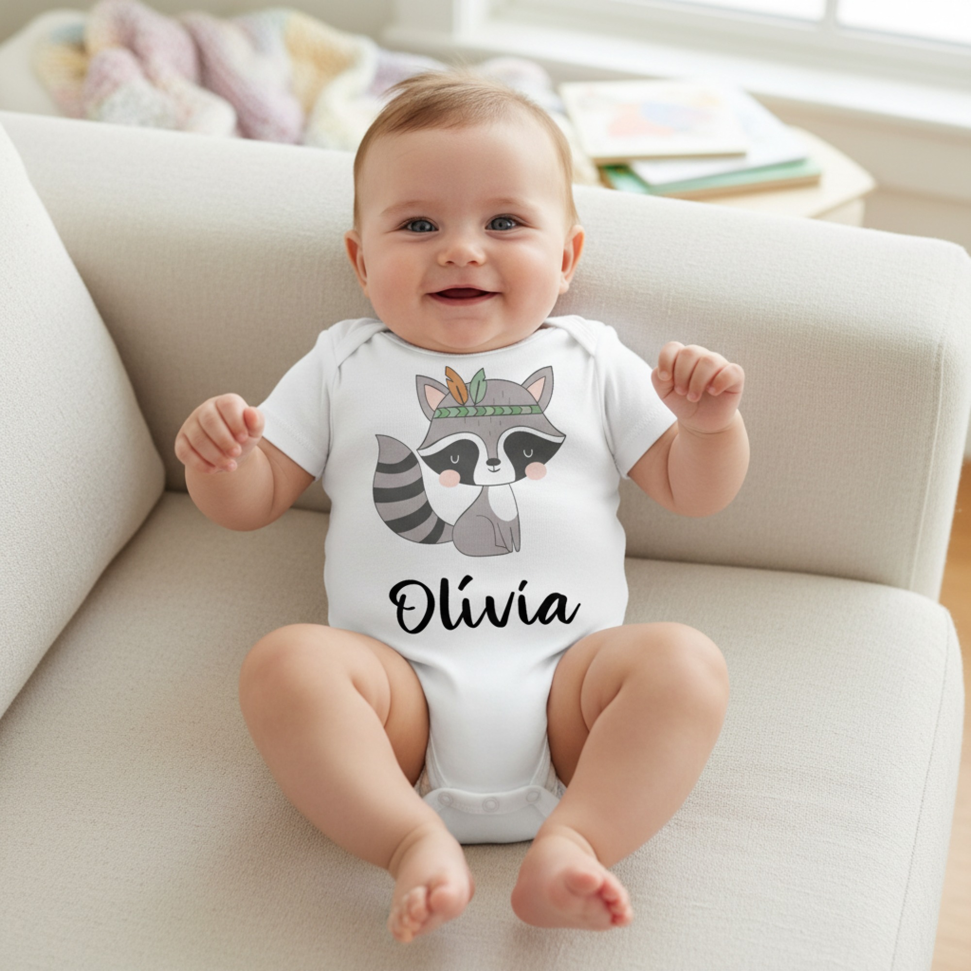 Indián mosómedvés gyerek body saját névvel