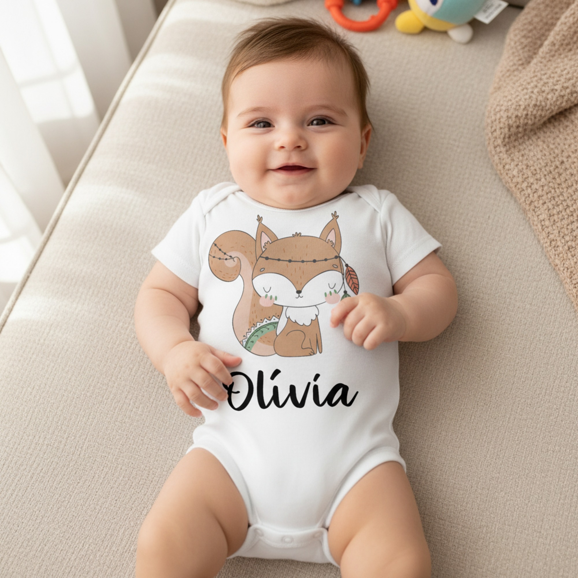 Indián rókás gyerek body saját névvel