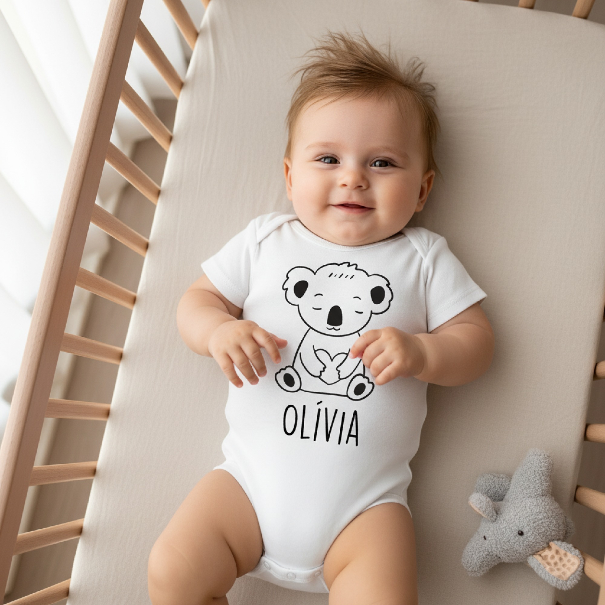 Koala szívvel gyerek body saját névvel