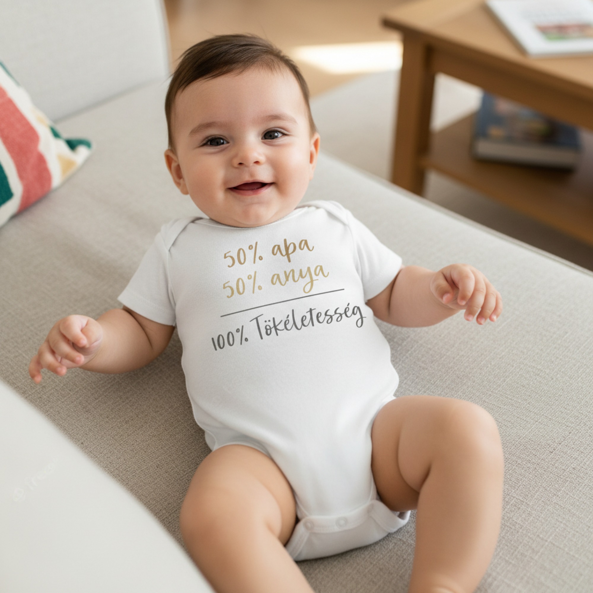 50 százelék apa, 50 százalék anya, 100 százalék tökéletesség gyerek body