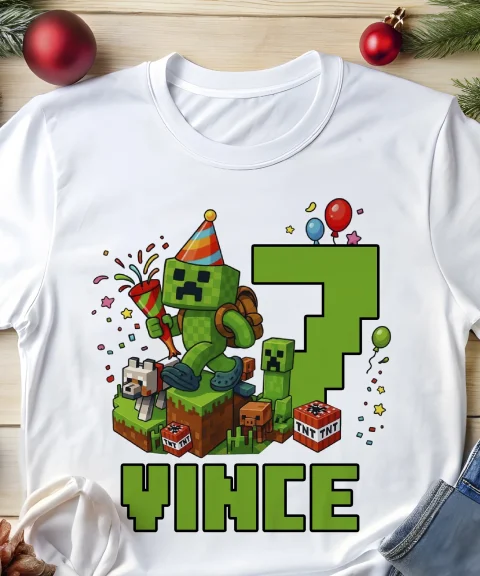 Minecraft szülinapos póló névvel