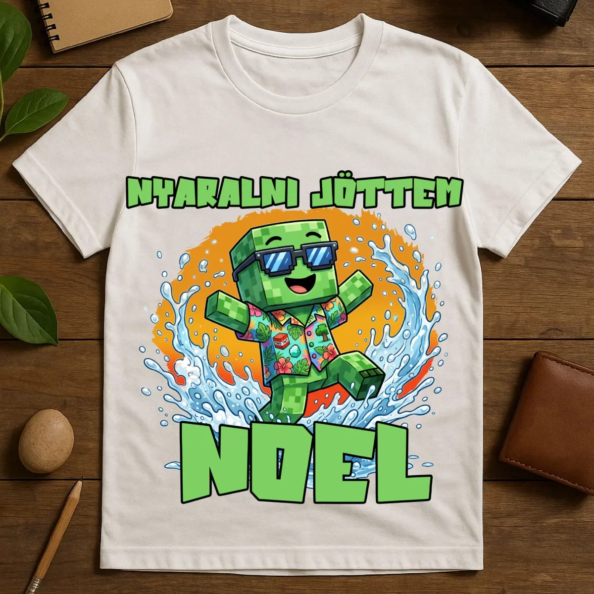 Minecraftos nyaralni jöttem póló névvel