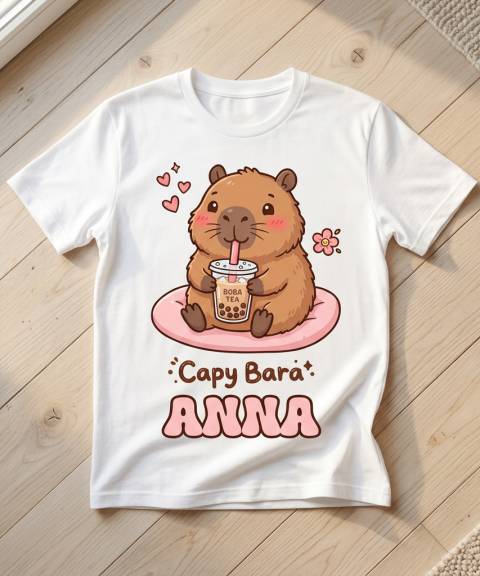 Cuki capybara üdítővel póló, névvel
