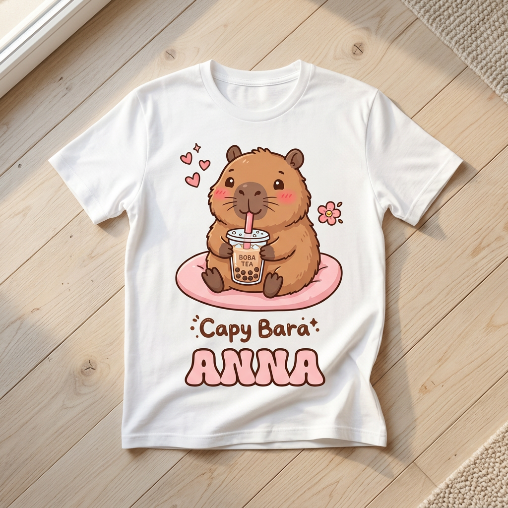 Cuki capybara üdítővel póló, névvel