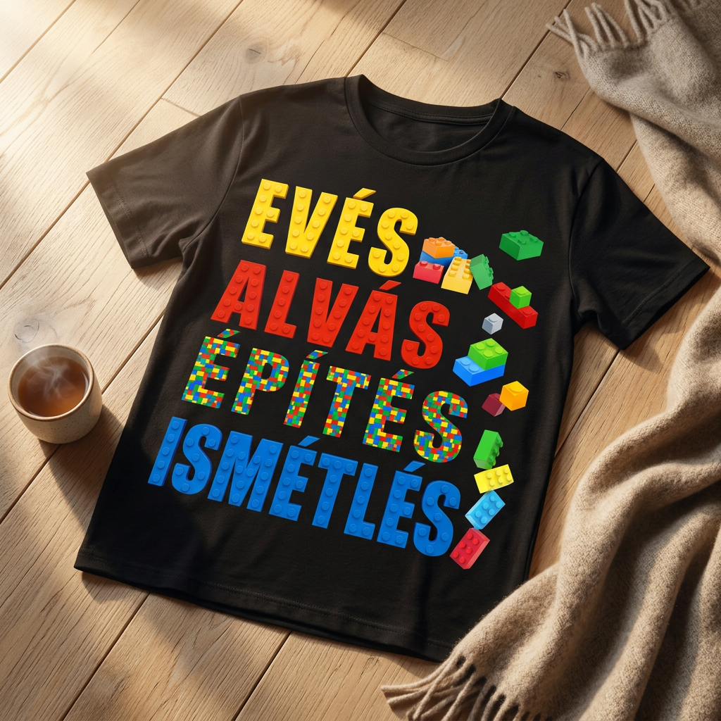 Evés, alvás, építés, ismétlés póló