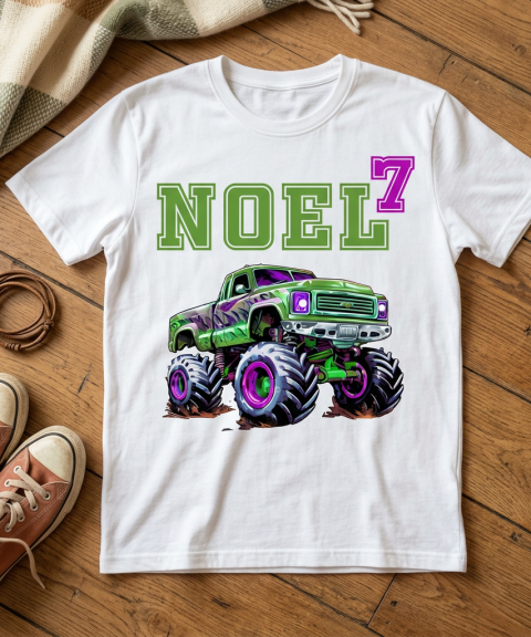 Szülnapos póló Monster truckkal, névvel, életkorral