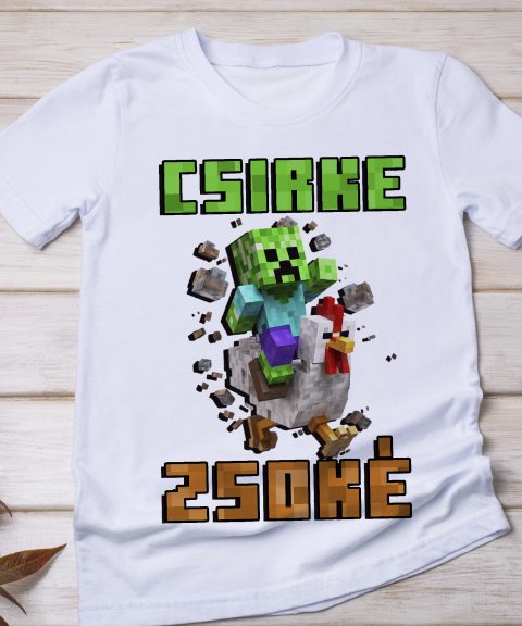 Csirke zsóké Minecraftos póló