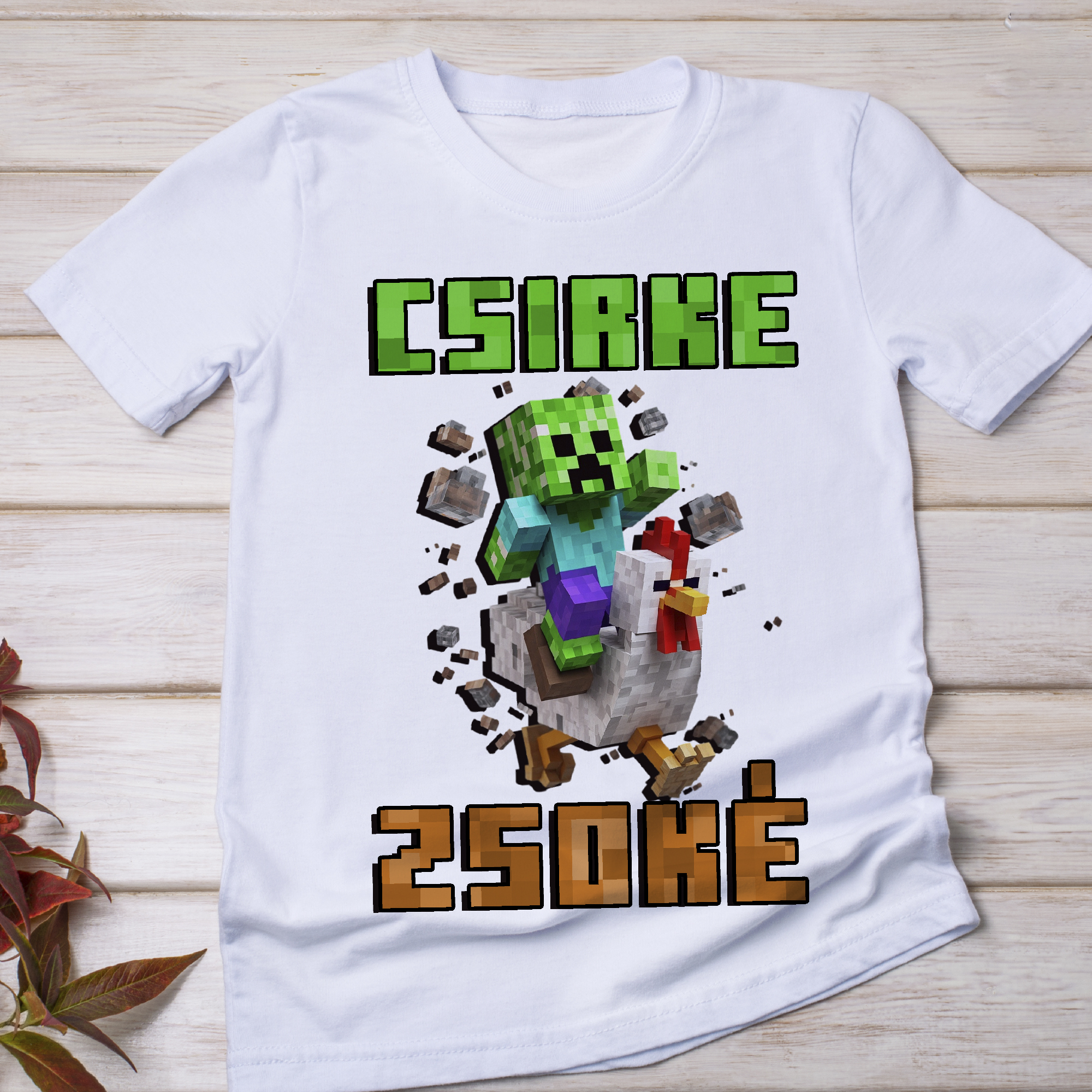 Csirke zsóké Minecraftos póló