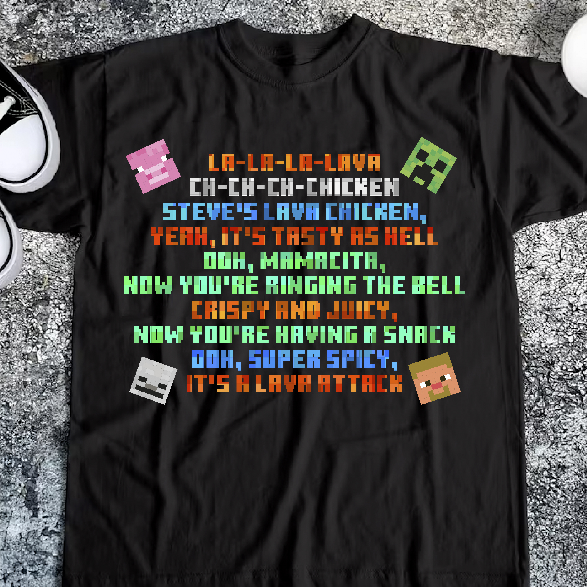 Lava Chicken dalszöveges Minecraftos póló