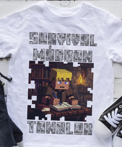 Survival módban tanulok Minecraftos póló