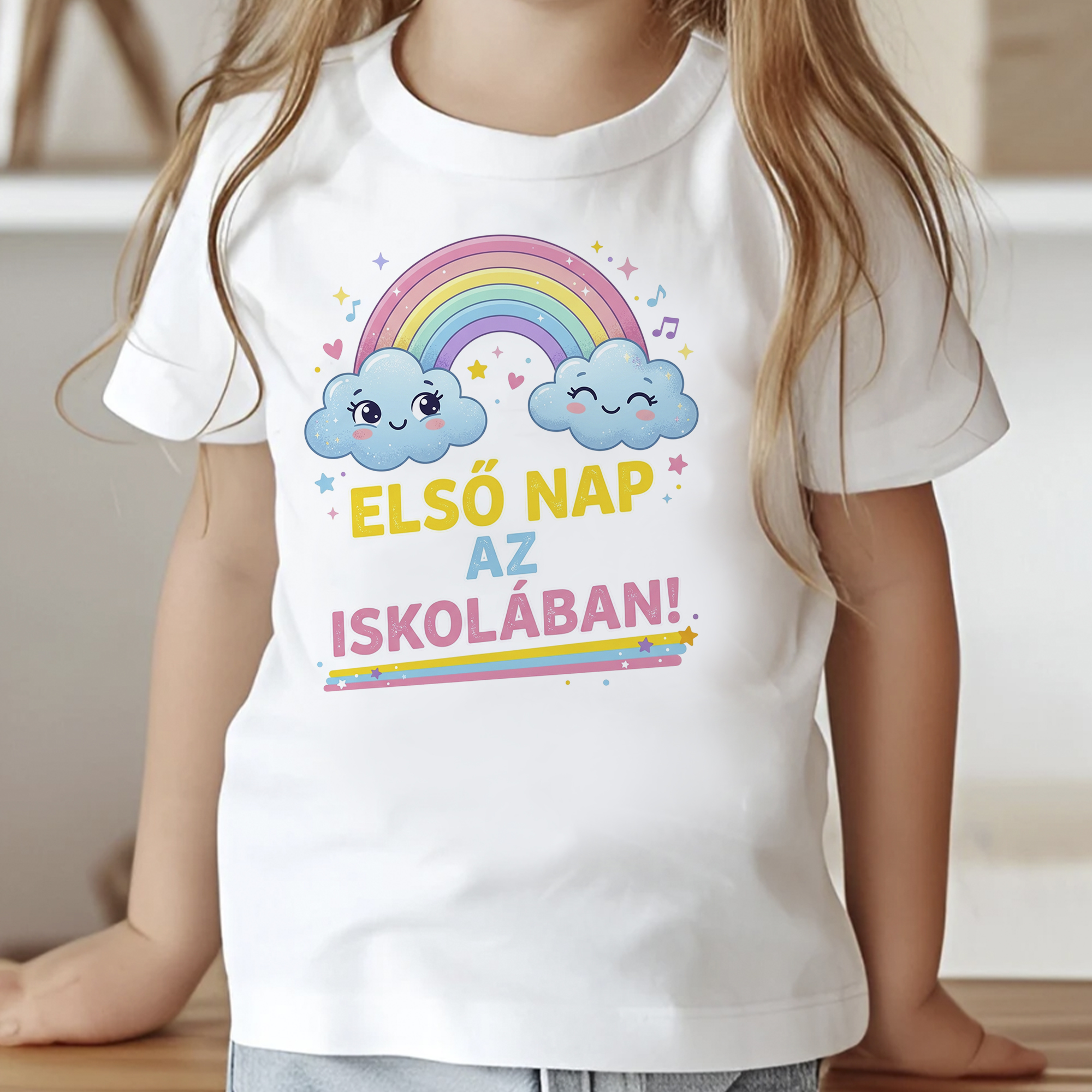 Első nap az iskolában, szivárványos póló