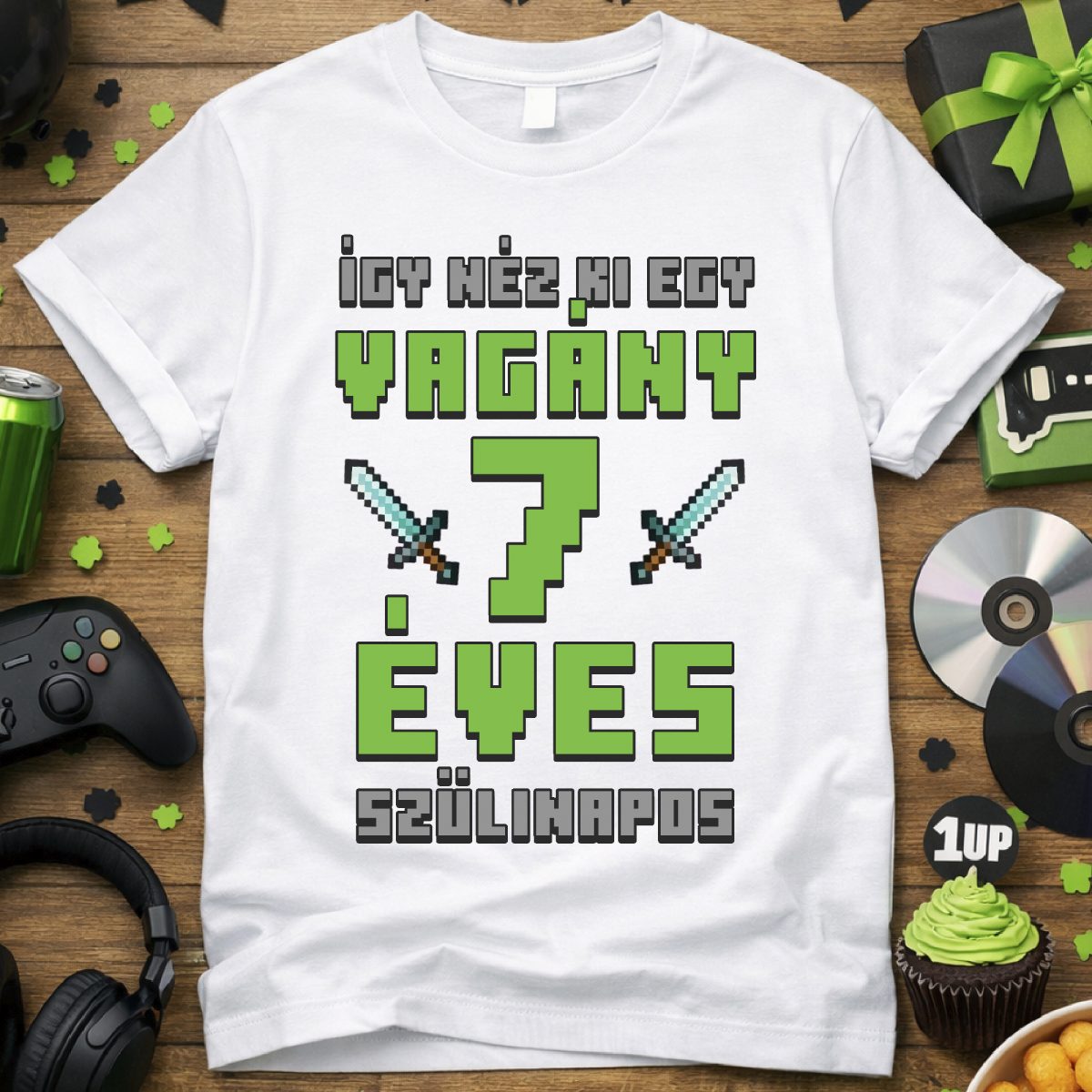 Így néz ki egy vagány Minecraftos szülinapos póló, életkorral