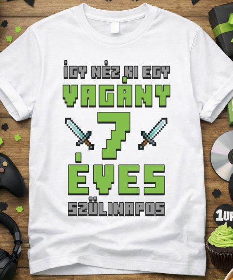 Így néz ki egy vagány Minecraftos szülinapos póló, életkorral